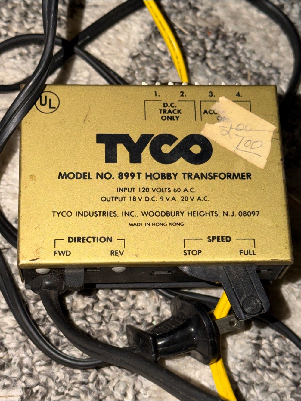 Tyco Model No. 889T Hobby Transformer Wired Electronic Input 120 Volts Used PR O